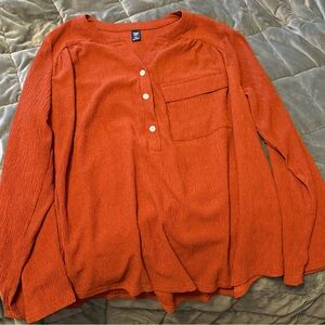 Orange Button-Up Blouse